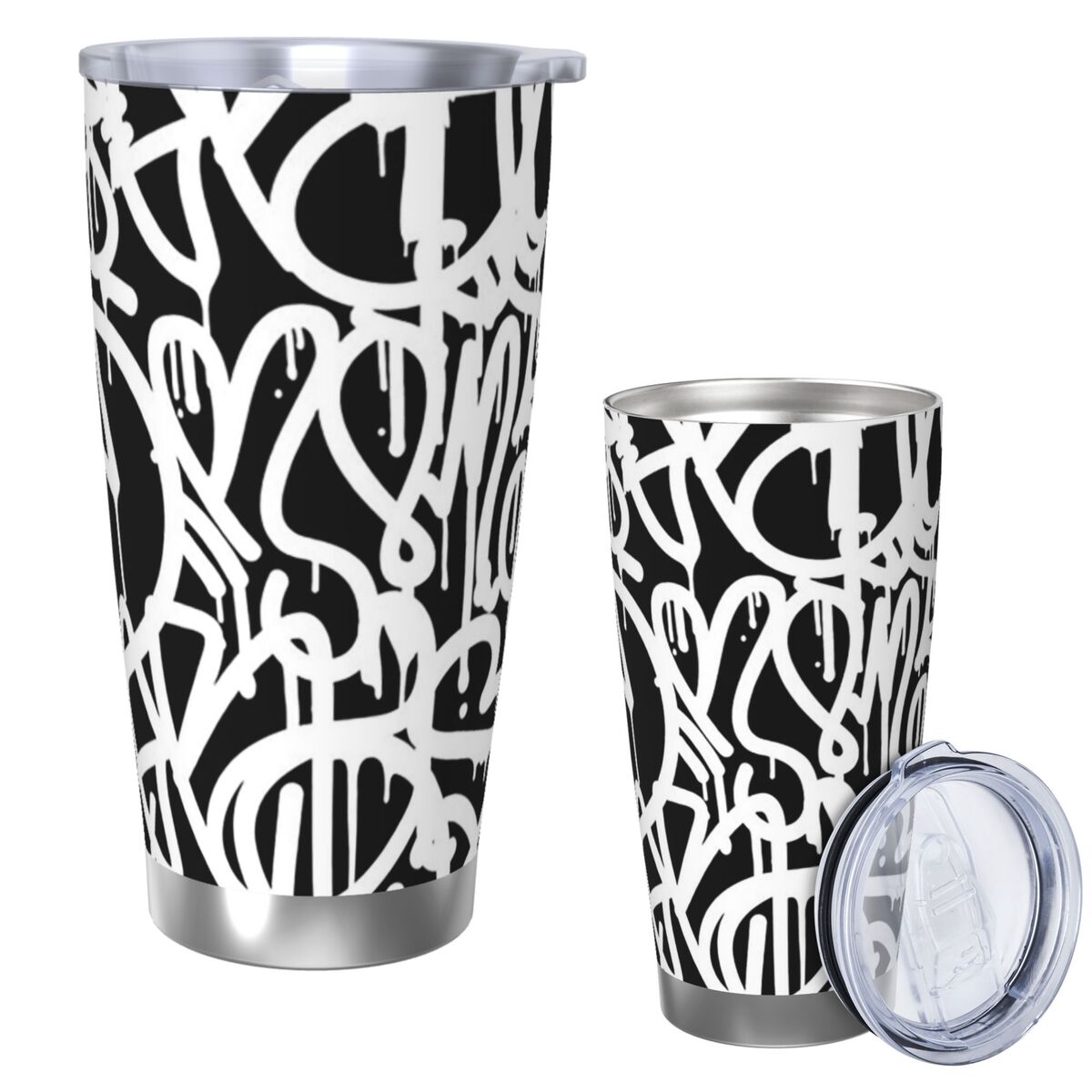 Tumbler 20Oz White - Bicchiere in acciaio inossidabile Graffiti in