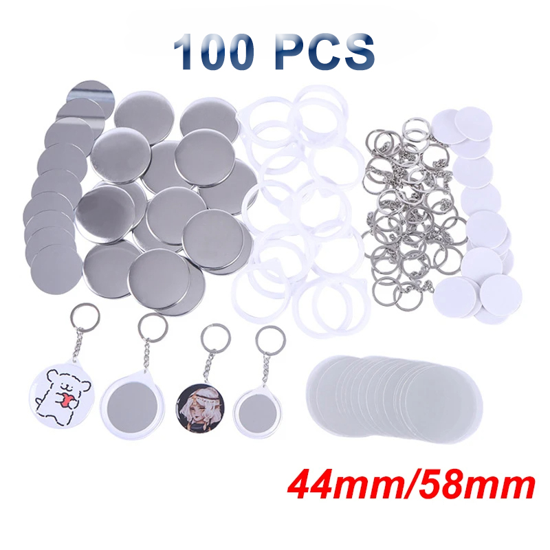 Button Badge Blank - Nuovo 100PCS Portachiavi Specchio Distintivo Vuoto