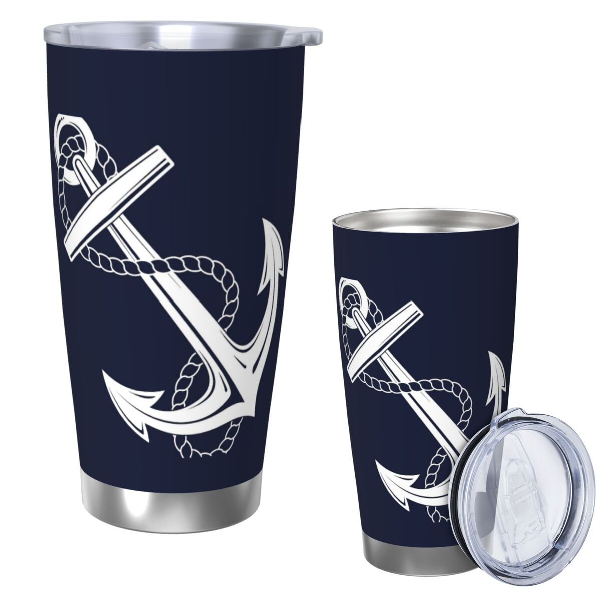 Tumbler 20Oz White - Anchor Nautical White & Navy Bicchiere