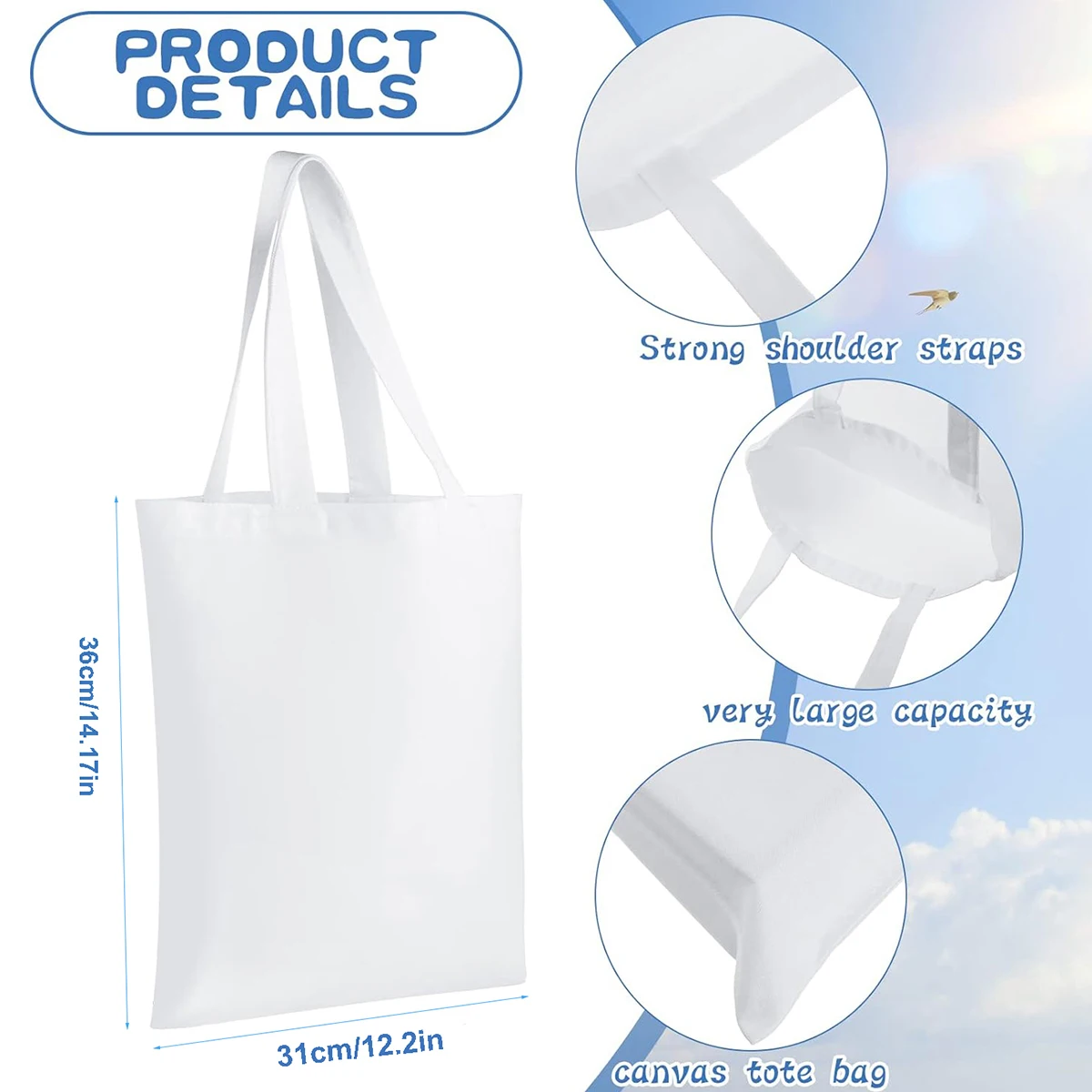 6 borse tote in tela bianca, b - Tote Bag Sublimation recensione e prezzo